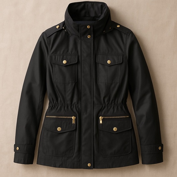 Michael Michael Kors Black Hooded Utility Anorak Jacket XS – Gold Hardware - Picture 2 of 7